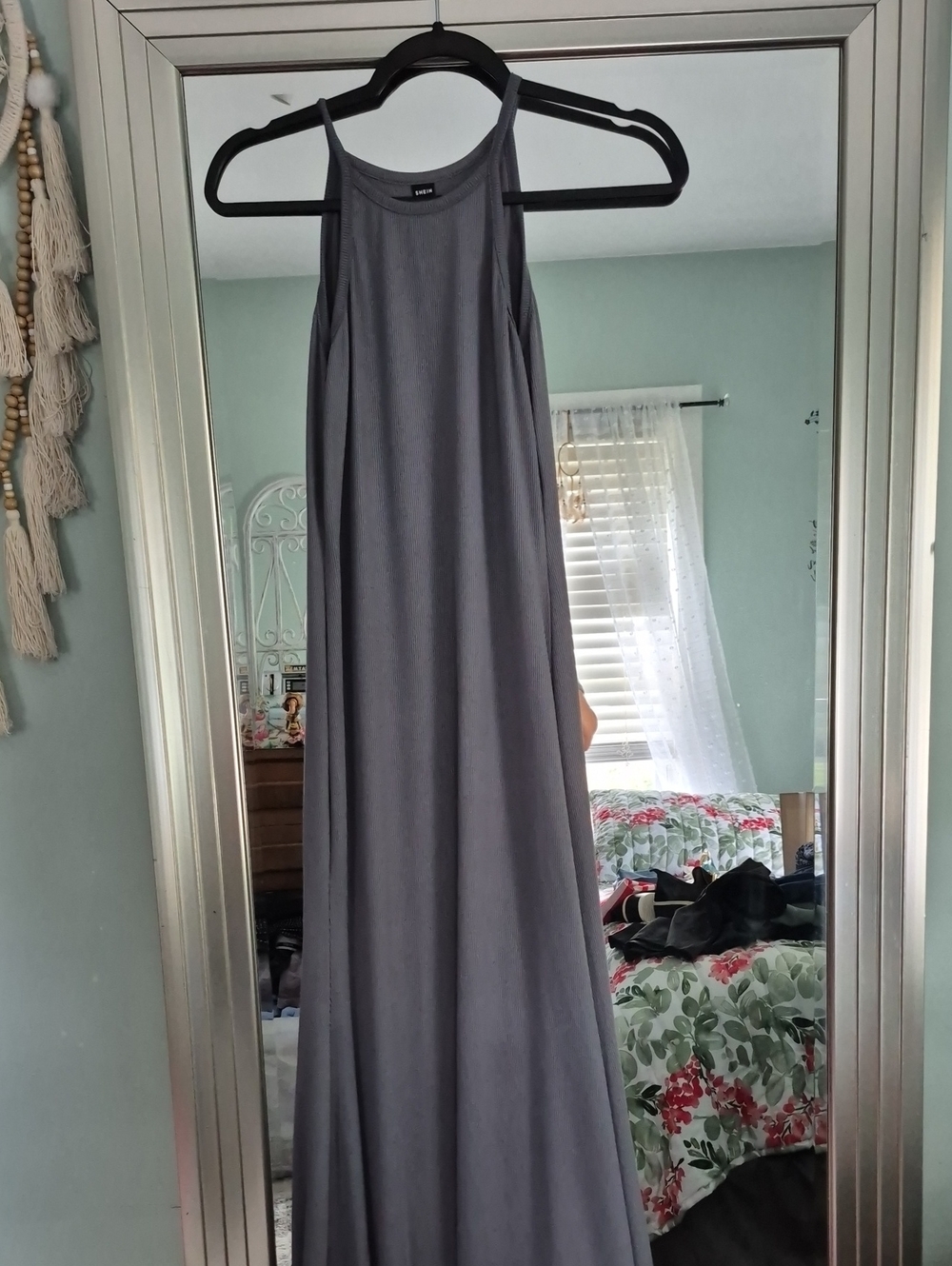 SHEIN Gray Sleeveless Maxi Dress with High Neck